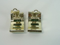 Charel Vintage Estate Thermoset Clip On Earrings in Silver Tone USA Seller