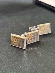 EXPO 70 Osaka Vintage Damascene Cufflinks Tie Pin Set Takeshi Otaka 24K