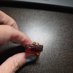 Authentic Vintage Murano Glass Pendant Red & Gold Leaf Millefiori Made in Italy