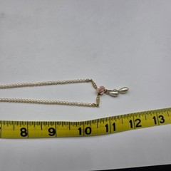 1928 Jewelry Gold Tone Faux Pearl Pink Rose Victorian Revival Drop Necklace 15″