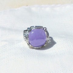 J Esposito Lavender Jade Ring 925 Sterling Silver CZ Accents Sz 8