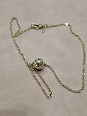 Vintage Avon Necklace Pendant Gold Tone Jewelry Ball Crystal Sliding Charm Cute