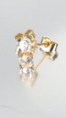 Vintage Estate 14K Solid Yellow Gold 0.5ct Cubic Zirconia Stud Earrings 4mm