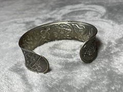 Silver Tone Metal Bracelet w Flowers, Daggers & Other Designs Signed !!