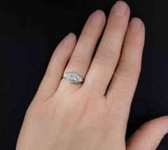 Art Deco Style 2Ct Round Cut Lab Created Diamond Wedding 14K White Gold FN Ring