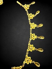 Antique Art Nouveau Goldtone Citrine Glass Festoon Choker Pendant Necklace