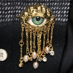 Women Evil Eye Brooch Vintage Pearl Tassel Pin Zinc Alloy Fashion Jewelry