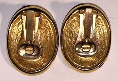 Memphis Style Geometric Earrings 1980s Navy Blue Gold Tone Clip-On Vintage Retro