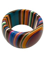 Resin Or Acrylic Layered Striped Colorful Bullseye Bangle Chunky Bracelet