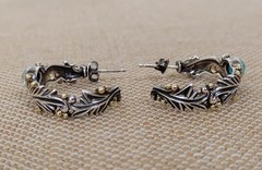Rare Echo of the Dreamer Sterling Silver Bronze Turquoise Citrine Hoop Earrings