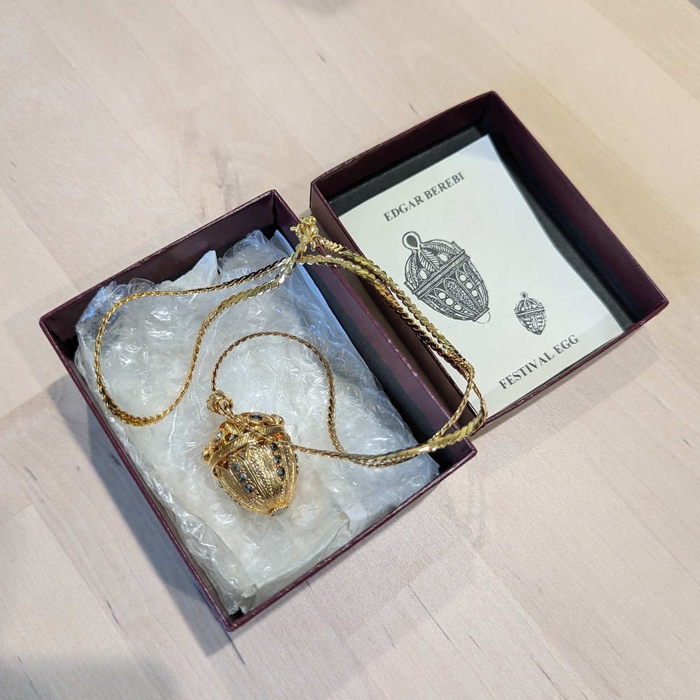 Vintage Edgar Berebi Festival Egg Pendant Necklace First Folio Edition
