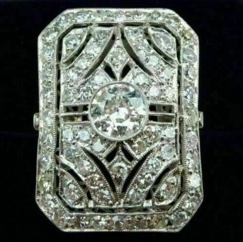 2.95Ct Art Deco Style Lab Created Diamond Anniversary 14K White Gold Finish Ring