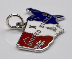 Vintage Griffith Sterling Silver Enamel UNITED STATES OF AMERICA USA Map Charm