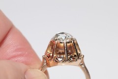 Antique Circa 1900s 18k Gold Natural Rose Cut Diamond Solitaire Ring