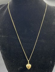 Vintage Marathon 14K Solid Gold Puffy Heart 12K GF Crown Chain Necklace Set