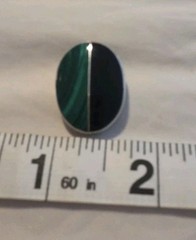 Vintage Mexico Sterling Silver Inlaid Malachite Onyx Large Oval Pendant