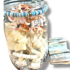 Beachy Style Stones Shells Other Ocean Vibes Mixed Jewelry Jar Good Condition