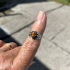 Tiger Eye Gemstone Ring Sterling Silver Ring~Designer Sz 6 Jewelry-Gift For Her