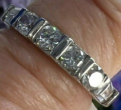 STERLING SILVER 0.925 WHITE quartz STACKABLE ESTATE 1/8″ BAND RING SIZE 7.25