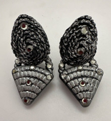 Vintage Jeff Lieb Clip Earrings Black/Silver/ Rhinestone One Of A Kind Handmade