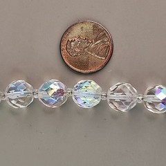 Vintage AB Glass Beaded Necklace Round Faceted Aurora Borealis 24″