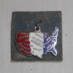 Vintage Wells Enamel United States Map God Bless America Sterling Silver Charm