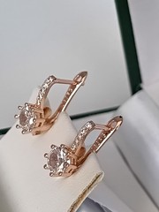 Vintage 1990-s 14 Ct Rolled Gold Zircons Earrings-Hallmarked 585 RG