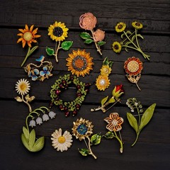 Vintage Women Flower Leave Enamel Brooch Pin Plant Badges Accessories Corsage
