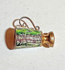 Antiq Gold Filled Enamel Greetings From Marienbad Czech Republic Pendant Charm