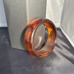 Vintage Bakelite Bangle Bracelet Amber Root Beer Swirl 7’