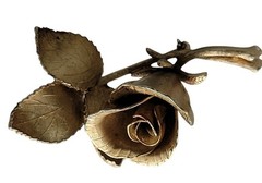 Vintage Coro Rose Brooch Gold Tone Floral Pin Mid Century Signed Gold Plated