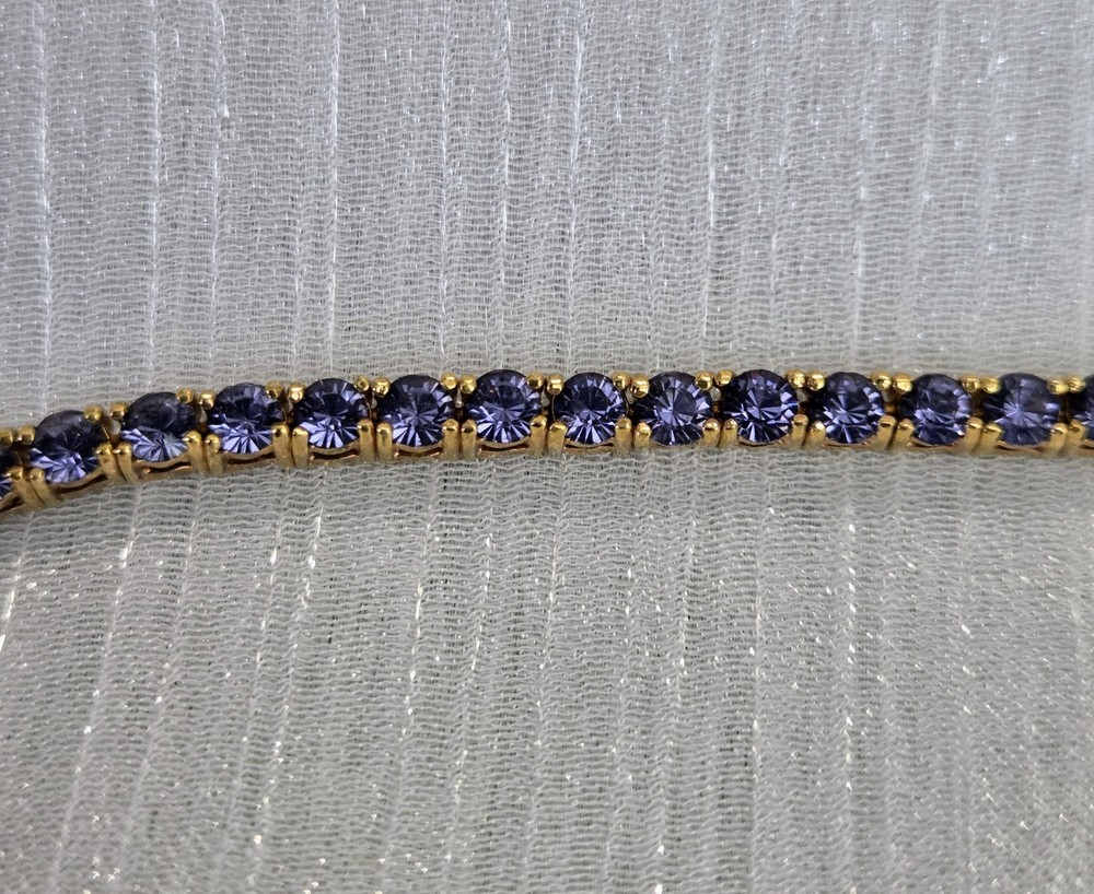 JOAN RIVERS Vintage Purple Lavender Crystal Rhinestone Tennis Bracelet 7.5″