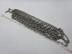 Vintage Silver Toned Layered Bead and Chain Statement Necklace