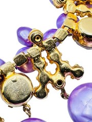 Vintage Juliana D&E Purple Rhinestone Pearl Necklace Earrings Set Book Piece