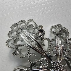 Gerry Vintage Signed Silver Toned Sparkle Wheat 1960 Brooch Pin Bouquet Leaves