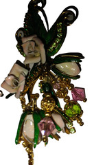 4″ Vtg 1980s Lunch at Ritz Enamel Rose Flower Rhinestone Clip On Dangle Earrings