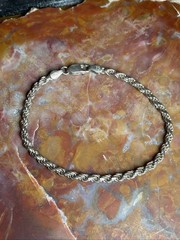 Vintage Italy Sterling Silver Rope Chain Bracelet 7.25”