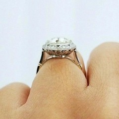 Art Deco 2.5Ct Round Lab Created Diamond Wedding Engagement 925 Silver Ring