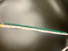 Green Agate Beaded Necklace With Faceted Round Beads & Vintage-Style Clasp