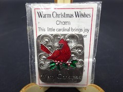 Warm Christmas Wishes Holiday 1.5″ Cardinal Zinc Pocket Charm w/ Story Card