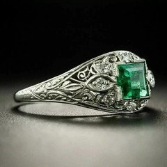 2.78Ct Art Deco Style Lab Created Emerald Anniversary Wedding 925 Silver Ring
