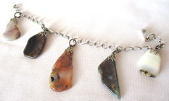 Awesome Handmade 5 Different GEMSTONE On A Silver Tone Bracelet