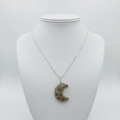 Unakite Pendant Necklace, Handmade Wire Wrapped Green Pink Stone Charm