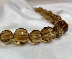 Vintage Art Deco Golden Brown Czech Large Crystal Glass Bead Strand Necklace 30″