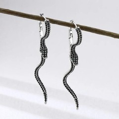 925 Sterling Silver Vintage Square Snake Earrings Retro Trendy Jewelry Gift