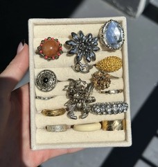Mixed Lot 16 Fashion Rings Multicolor Metal Rhinestone Mixed Materials Unisex