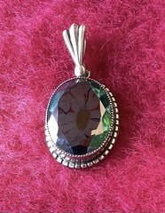 Vintage Danecraft Sterling Silver Faceted Oval Hematite Pendant