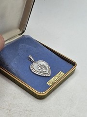 Vintage Theda United States Navy MOP & Marcacites Sterling Sweetheart Pendant…