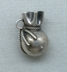 Vintage Sterling Silver Money Bag Charm Sack Riches 3D