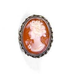 Vintage 6 Cameo Cannetille Bracelet & Cameo Earrings from Italy 800 925 Silver